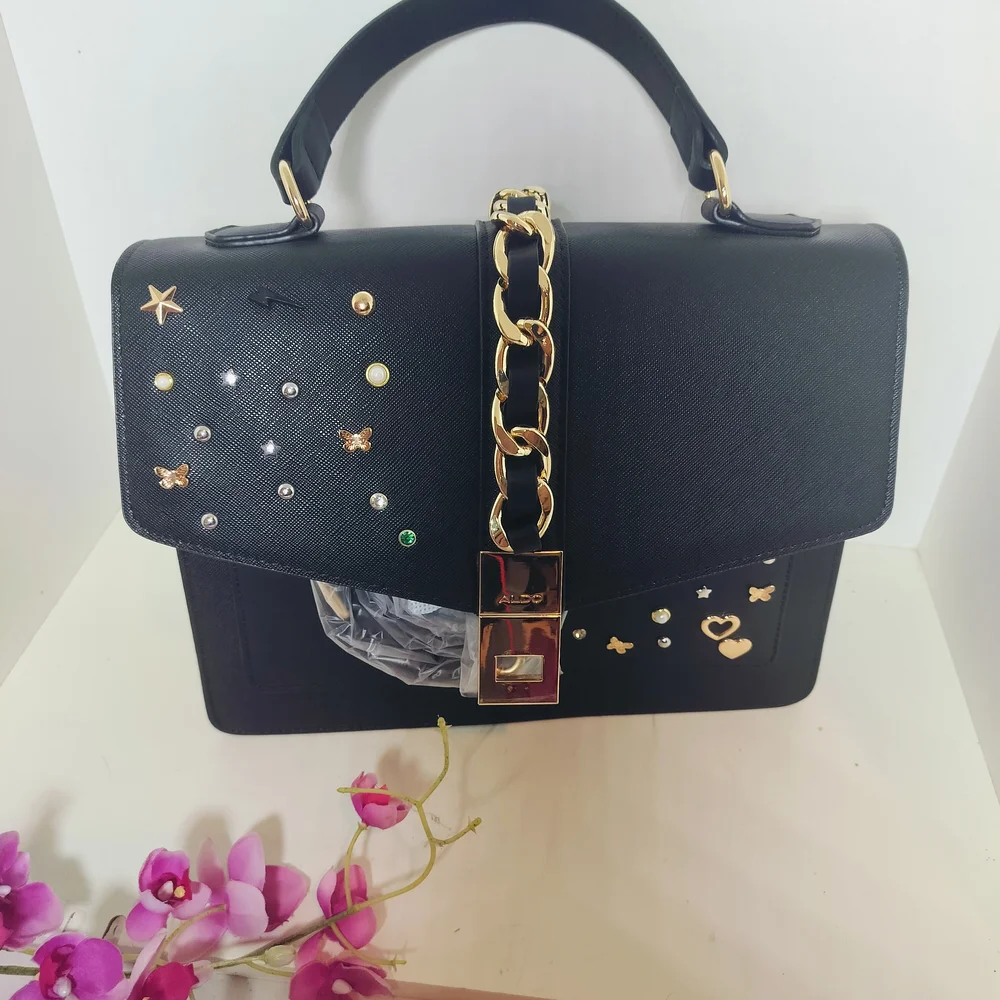 ALDO Black Satchel with Gold Accents - Picture 3 of 7